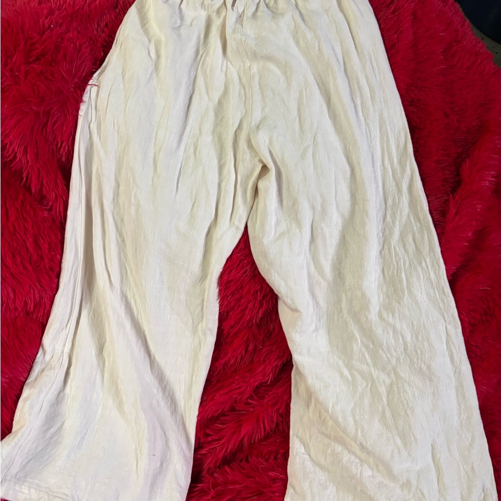 Cream Drawstring Pants - Picture 2 of 2